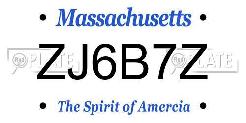 ZJ6B7Z Massachusetts License Plate