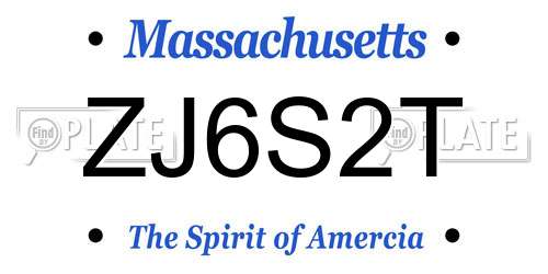 ZJ6S2T Massachusetts License Plate