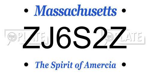 ZJ6S2Z Massachusetts License Plate