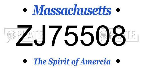 ZJ75508 Massachusetts License Plate