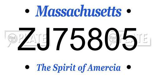 ZJ75805 Massachusetts License Plate
