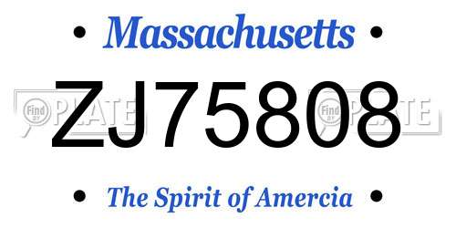 ZJ75808 Massachusetts License Plate