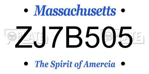 ZJ7B505 Massachusetts License Plate
