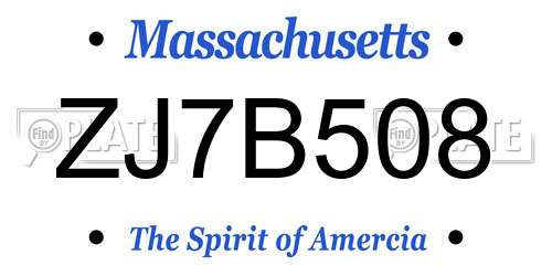 ZJ7B508 Massachusetts License Plate