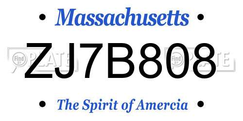 ZJ7B808 Massachusetts License Plate