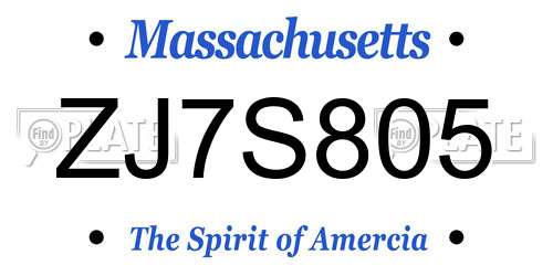 ZJ7S805 Massachusetts License Plate