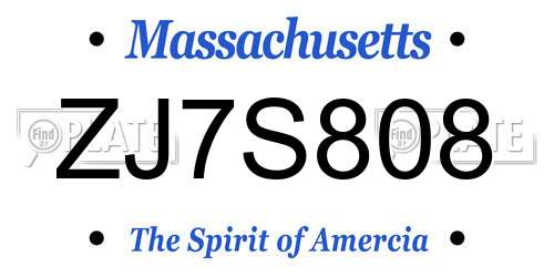 ZJ7S808 Massachusetts License Plate