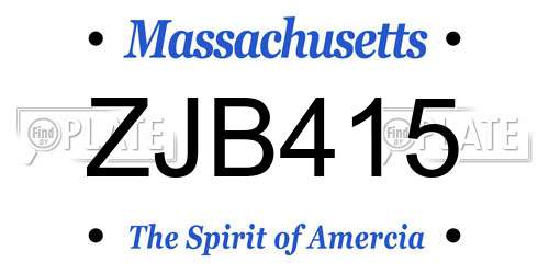 ZJB415 Massachusetts License Plate