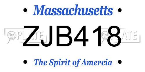 ZJB418 Massachusetts License Plate