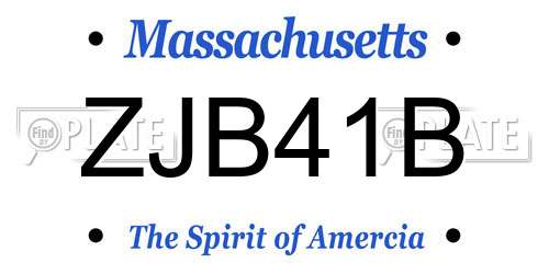 ZJB41B Massachusetts License Plate