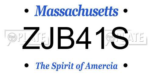 ZJB41S Massachusetts License Plate