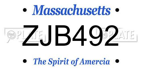 ZJB492 Massachusetts License Plate