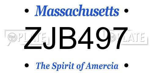 ZJB497 Massachusetts License Plate