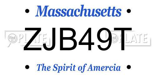 ZJB49T Massachusetts License Plate