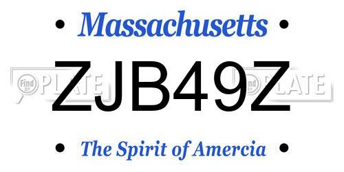 ZJB49Z Massachusetts License Plate