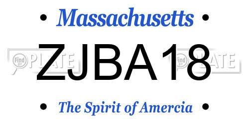 ZJBA18 Massachusetts License Plate