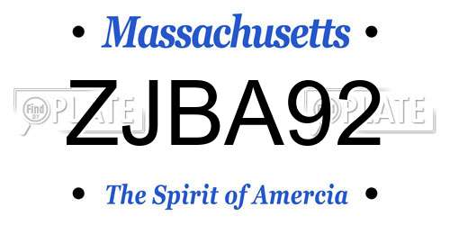 ZJBA92 Massachusetts License Plate