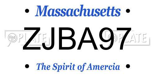ZJBA97 Massachusetts License Plate