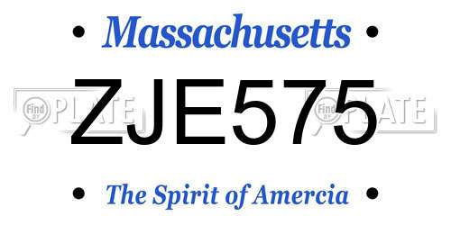 ZJE575 Massachusetts License Plate