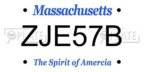 ZJE57B Massachusetts License Plate