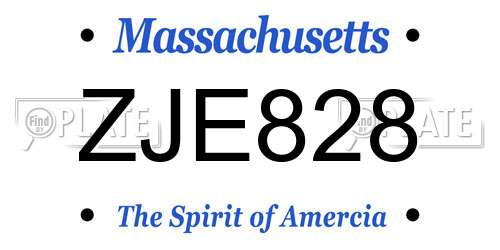ZJE828 Massachusetts License Plate