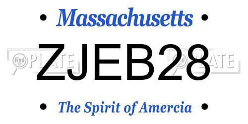 ZJEB28 Massachusetts License Plate