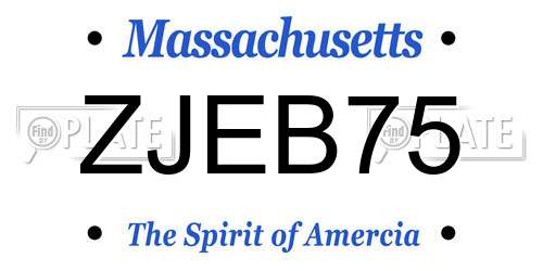 ZJEB75 Massachusetts License Plate