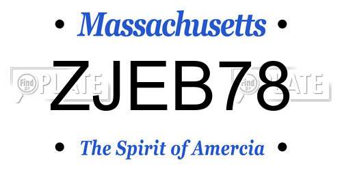 ZJEB78 Massachusetts License Plate