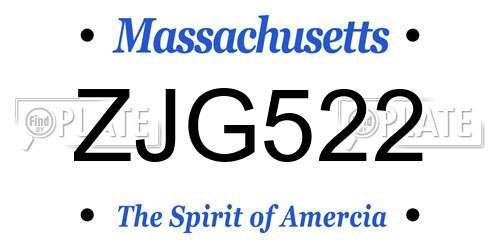 ZJG522 Massachusetts License Plate