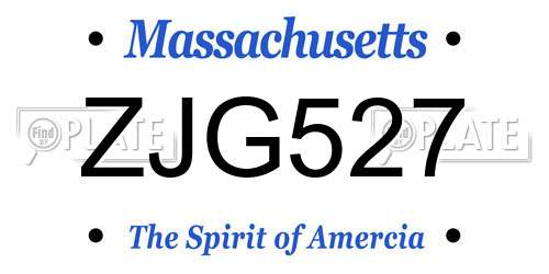 ZJG527 Massachusetts License Plate