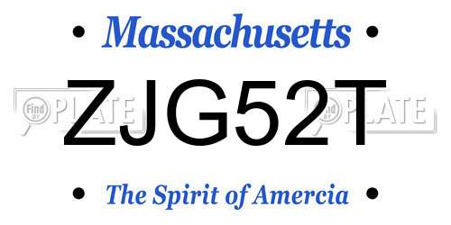 ZJG52T Massachusetts License Plate