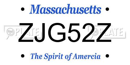 ZJG52Z Massachusetts License Plate
