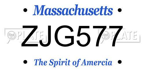 ZJG577 Massachusetts License Plate