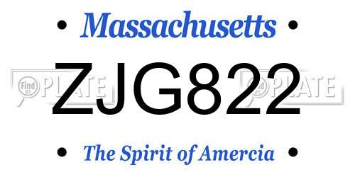 ZJG822 Massachusetts License Plate