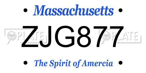 ZJG877 Massachusetts License Plate