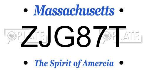 ZJG87T Massachusetts License Plate