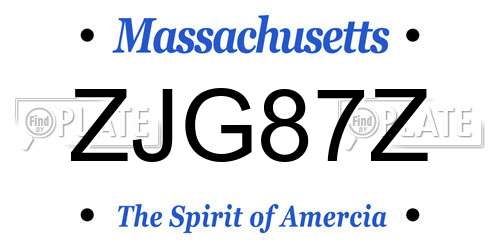 ZJG87Z Massachusetts License Plate
