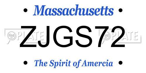 ZJGS72 Massachusetts License Plate
