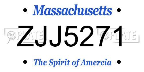ZJJ5271 Massachusetts License Plate