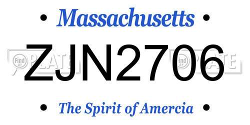 ZJN2706 Massachusetts License Plate