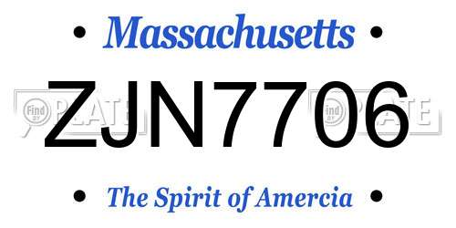 ZJN7706 Massachusetts License Plate
