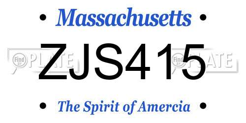 ZJS415 Massachusetts License Plate