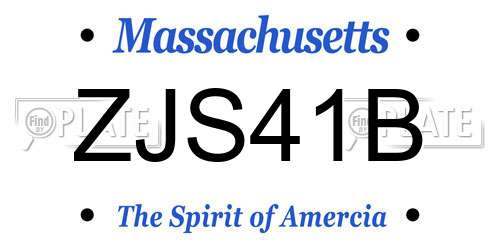 ZJS41B Massachusetts License Plate