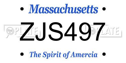 ZJS497 Massachusetts License Plate
