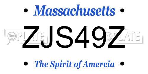 ZJS49Z Massachusetts License Plate