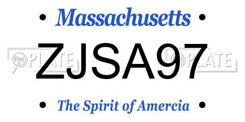 ZJSA97 Massachusetts License Plate