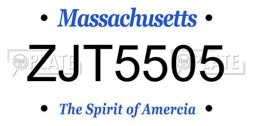 ZJT5505 Massachusetts License Plate
