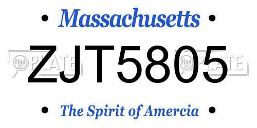 ZJT5805 Massachusetts License Plate