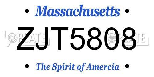 ZJT5808 Massachusetts License Plate