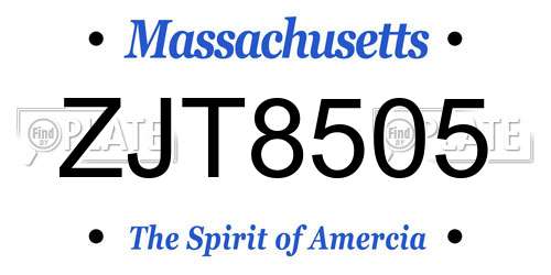 ZJT8505 Massachusetts License Plate